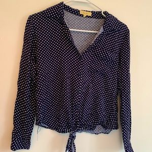 Small navy polka dot long sleeve